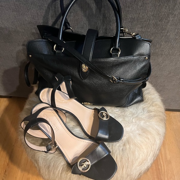 Coach Black Leather Heels Size 10 - Picture 14 of 16